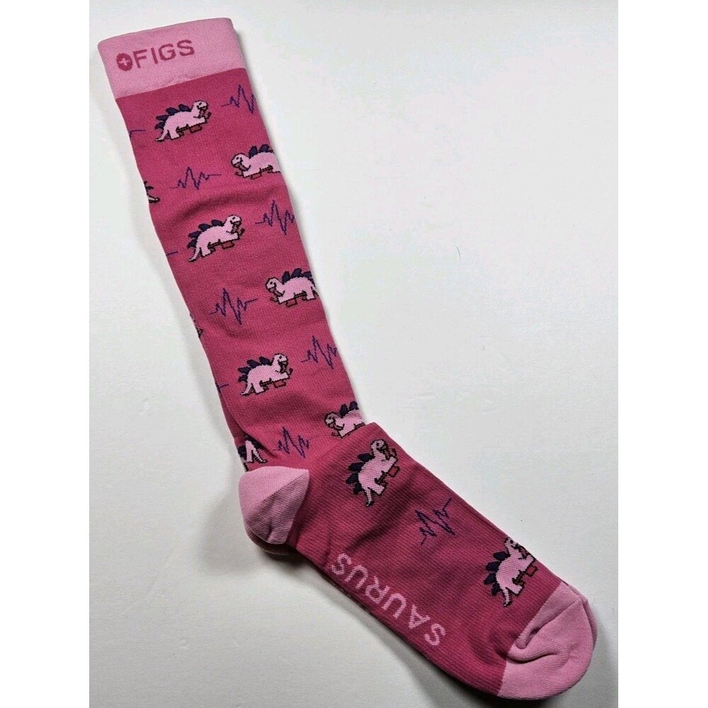 FIGS Compression Steth-O-Saurus Dinosaur Nurse Medical Socks Size M